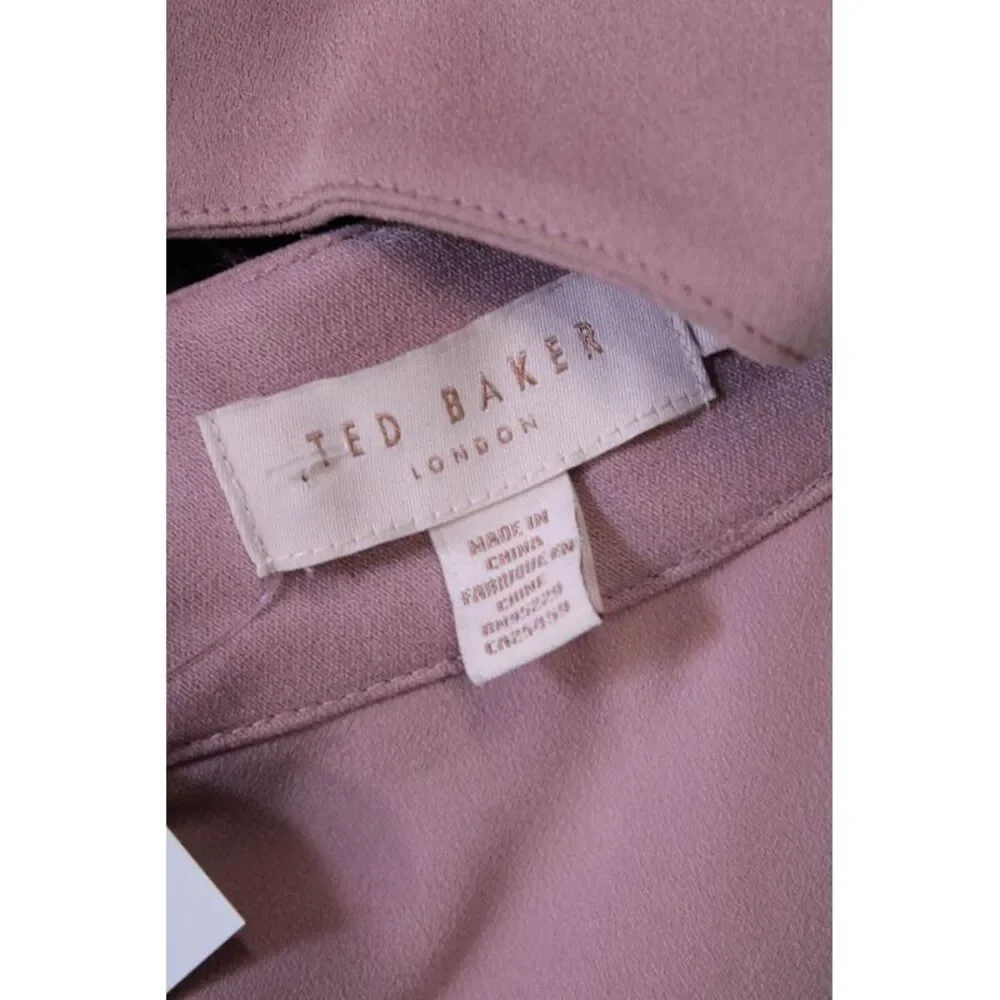 Ted Baker London Womens Color Block Pleated Bow Back A-line Dress Maroon Size 0_5